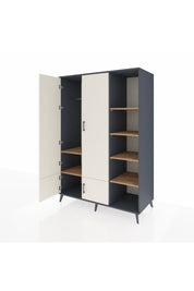 Kronos Dolap 6 Raflı 4 Kapaklı Tek Askılı 132x59x195 Antrasit-Aytaşı/Çam