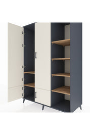 Kronos Dolap 6 Raflı 4 Kapaklı Tek Askılı 132x59x195 Antrasit-Aytaşı/Çam