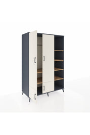 Kronos Dolap 6 Raflı 4 Kapaklı Tek Askılı 132x59x195 Antrasit-Aytaşı/Çam