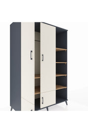 Kronos Dolap 6 Raflı 4 Kapaklı Tek Askılı 132x59x195 Antrasit-Aytaşı/Çam