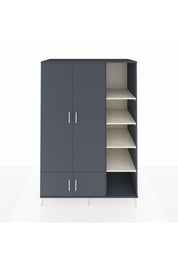 Kronos Dolap 6 Raflı 4 Kapaklı Tek Askılı 132x59x195 Antrasit-Antrasit/Aytaşı