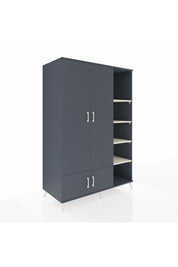 Kronos Dolap 6 Raflı 4 Kapaklı Tek Askılı 132x59x195 Antrasit-Antrasit/Aytaşı