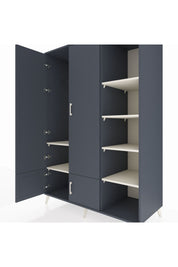 Kronos Dolap 6 Raflı 4 Kapaklı Tek Askılı 132x59x195 Antrasit-Antrasit/Aytaşı