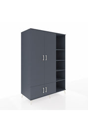 Kronos Dolap 6 Raflı 4 Kapaklı Tek Askılı 132x59x195 Antrasit-Antrasit/Antrasit