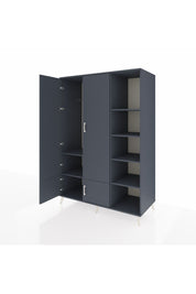 Kronos Dolap 6 Raflı 4 Kapaklı Tek Askılı 132x59x195 Antrasit-Antrasit/Antrasit
