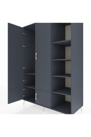Kronos Dolap 6 Raflı 4 Kapaklı Tek Askılı 132x59x195 Antrasit-Antrasit/Antrasit