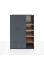 Kronos Dolap 6 Raflı 4 Kapaklı Tek Askılı 132x59x195 Antrasit-Antrasit/Çam