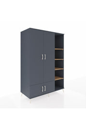 Kronos Dolap 6 Raflı 4 Kapaklı Tek Askılı 132x59x195 Antrasit-Antrasit/Çam