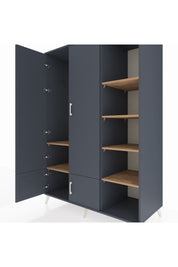 Kronos Dolap 6 Raflı 4 Kapaklı Tek Askılı 132x59x195 Antrasit-Antrasit/Çam