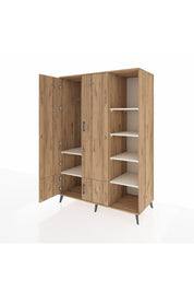 Kronos Dolap 6 Raflı 4 Kapaklı Tek Askılı 132x59x195 Çam-Çam/Aytaşı