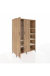 Kronos Dolap 6 Raflı 4 Kapaklı Tek Askılı 132x59x195 Çam-Çam/Aytaşı