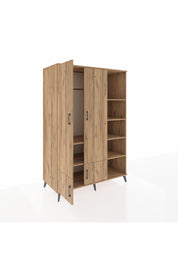 Kronos Dolap 6 Raflı 4 Kapaklı Tek Askılı 132x59x195 Çam-Çam/Çam