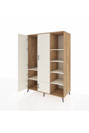 Kronos Dolap 6 Raflı 4 Kapaklı Tek Askılı 132x59x195 Çam-Aytaşı/Aytaşı