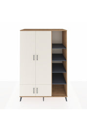 Kronos Dolap 6 Raflı 4 Kapaklı Tek Askılı 132x59x195 Çam-Aytaşı/Antrasit