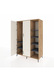 Kronos Dolap 6 Raflı 4 Kapaklı Tek Askılı 132x59x195 Çam-Aytaşı/Antrasit