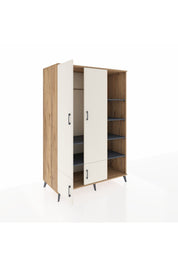 Kronos Dolap 6 Raflı 4 Kapaklı Tek Askılı 132x59x195 Çam-Aytaşı/Antrasit