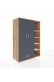 Kronos Dolap 6 Raflı 4 Kapaklı Tek Askılı 132x59x195 Çam-Antrasit/Aytaşı