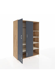 Kronos Dolap 6 Raflı 4 Kapaklı Tek Askılı 132x59x195 Çam-Antrasit/Aytaşı