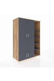 Kronos Dolap 6 Raflı 4 Kapaklı Tek Askılı 132x59x195 Çam-Antrasit/Antrasit