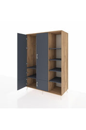 Kronos Dolap 6 Raflı 4 Kapaklı Tek Askılı 132x59x195 Çam-Antrasit/Antrasit