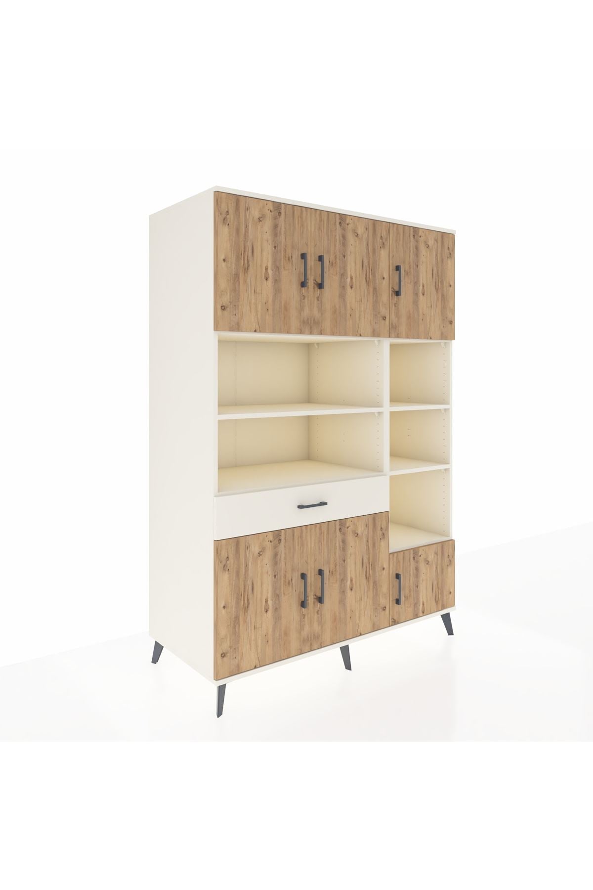 Kronos Dolap 10 Raflı Tek Çekmeceli 6 Kapaklı 132x59x195 Aytaşı-Çam/Aytaşı