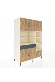 Kronos Dolap 10 Raflı Tek Çekmeceli 6 Kapaklı 132x59x195 Aytaşı-Çam/Antrasit