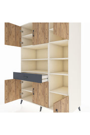 Kronos Dolap 10 Raflı Tek Çekmeceli 6 Kapaklı 132x59x195 Aytaşı-Çam/Antrasit