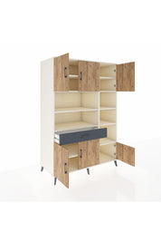 Kronos Dolap 10 Raflı Tek Çekmeceli 6 Kapaklı 132x59x195 Aytaşı-Çam/Antrasit