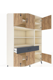 Kronos Dolap 10 Raflı Tek Çekmeceli 6 Kapaklı 132x59x195 Aytaşı-Çam/Antrasit