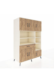 Kronos Dolap 10 Raflı Tek Çekmeceli 6 Kapaklı 132x59x195 Aytaşı-Çam/Çam