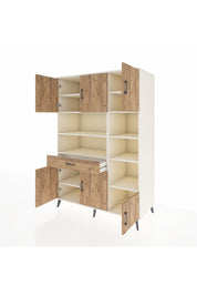 Kronos Dolap 10 Raflı Tek Çekmeceli 6 Kapaklı 132x59x195 Aytaşı-Çam/Çam