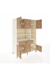 Kronos Dolap 10 Raflı Tek Çekmeceli 6 Kapaklı 132x59x195 Aytaşı-Çam/Çam