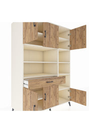 Kronos Dolap 10 Raflı Tek Çekmeceli 6 Kapaklı 132x59x195 Aytaşı-Çam/Çam