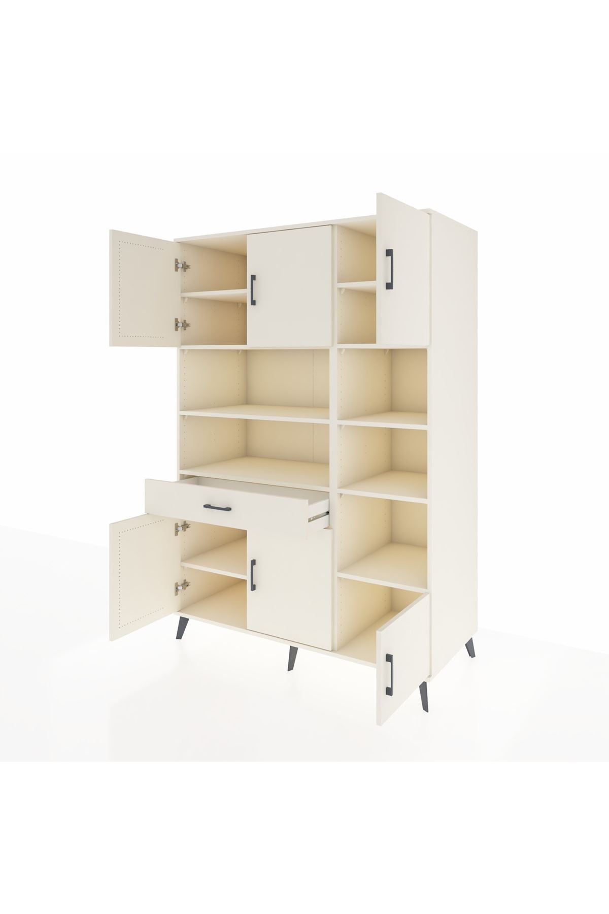 Kronos Dolap 10 Raflı Tek Çekmeceli 6 Kapaklı 132x59x195 Aytaşı-Aytaşı/Aytaşı