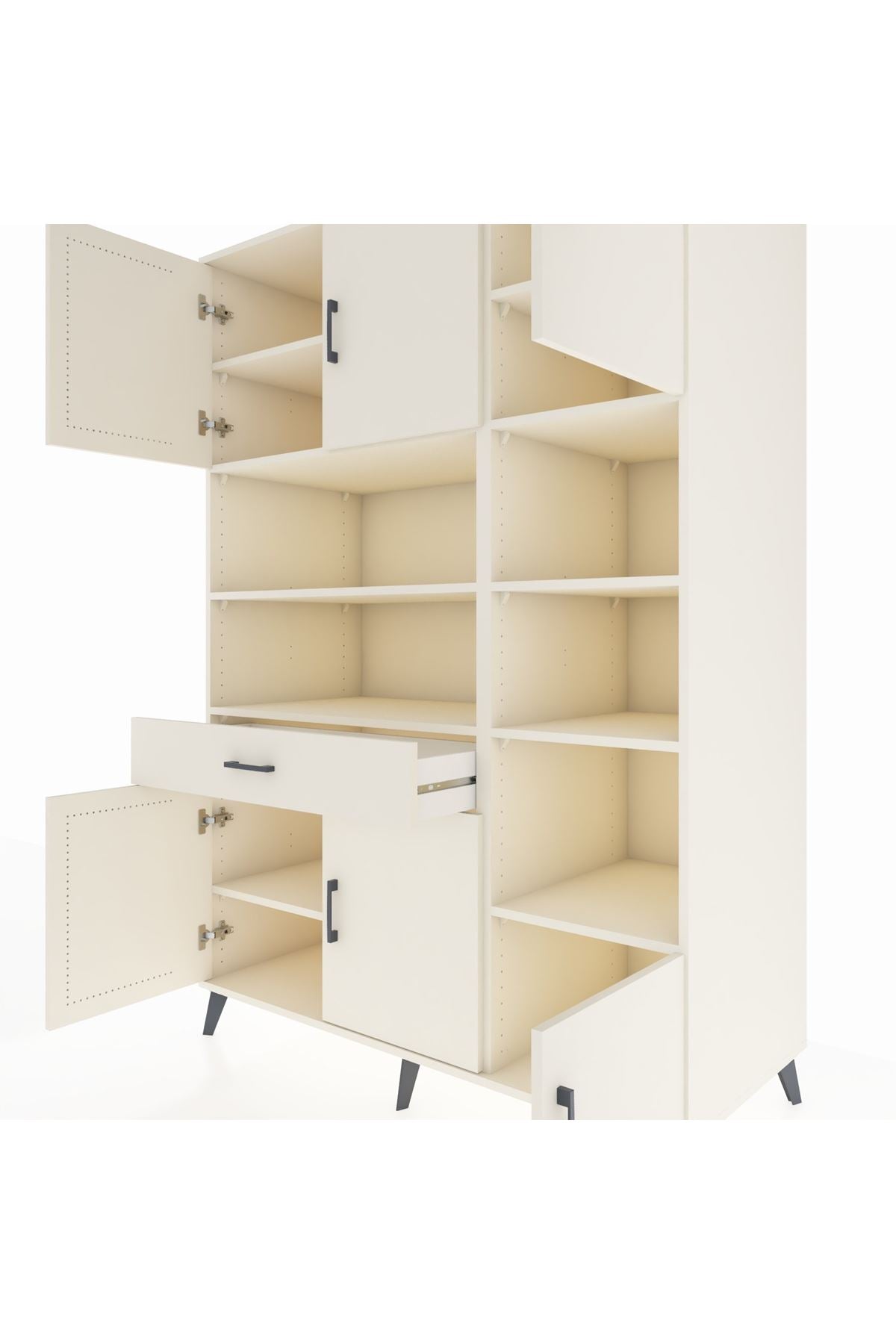 Kronos Dolap 10 Raflı Tek Çekmeceli 6 Kapaklı 132x59x195 Aytaşı-Aytaşı/Aytaşı