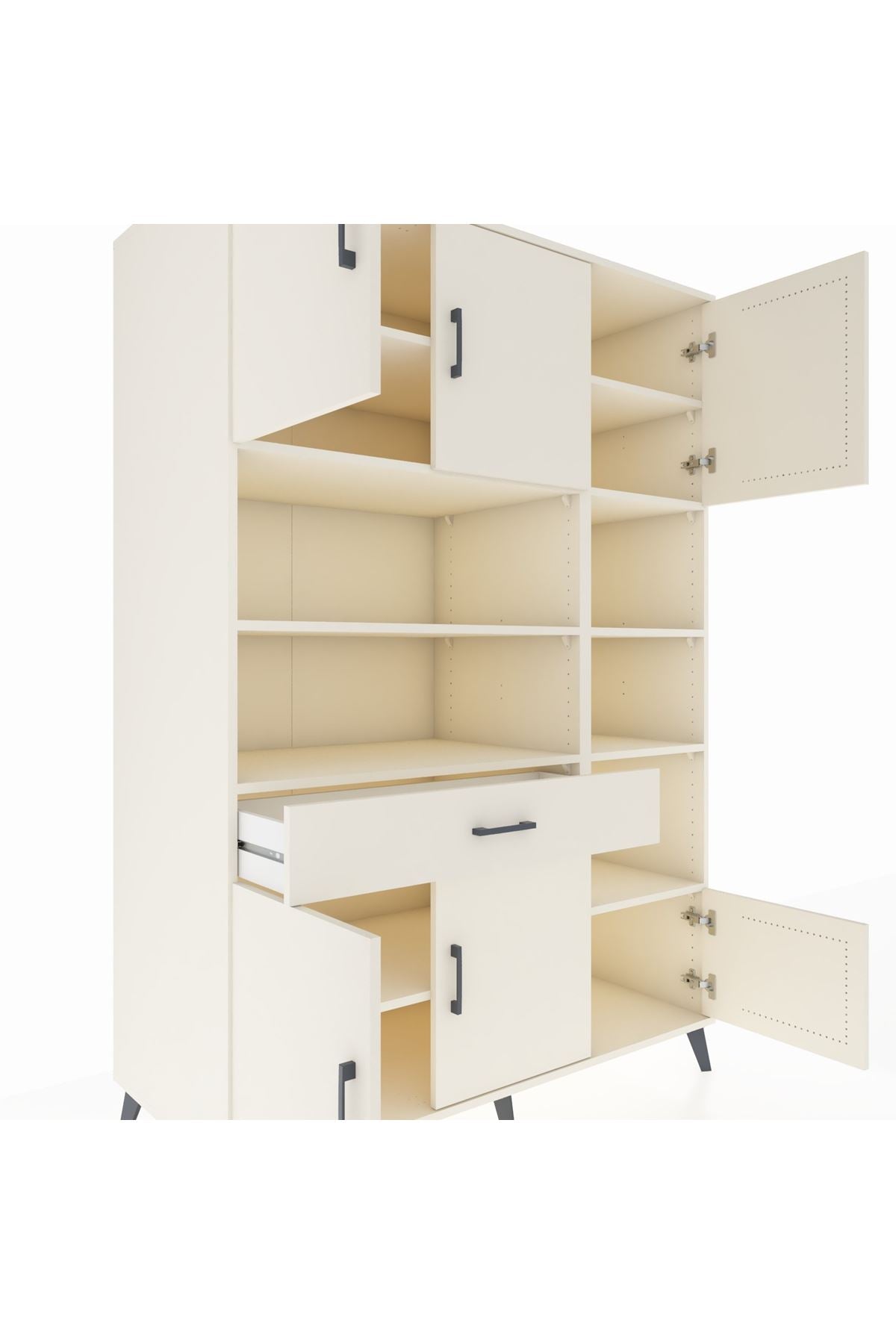 Kronos Dolap 10 Raflı Tek Çekmeceli 6 Kapaklı 132x59x195 Aytaşı-Aytaşı/Aytaşı