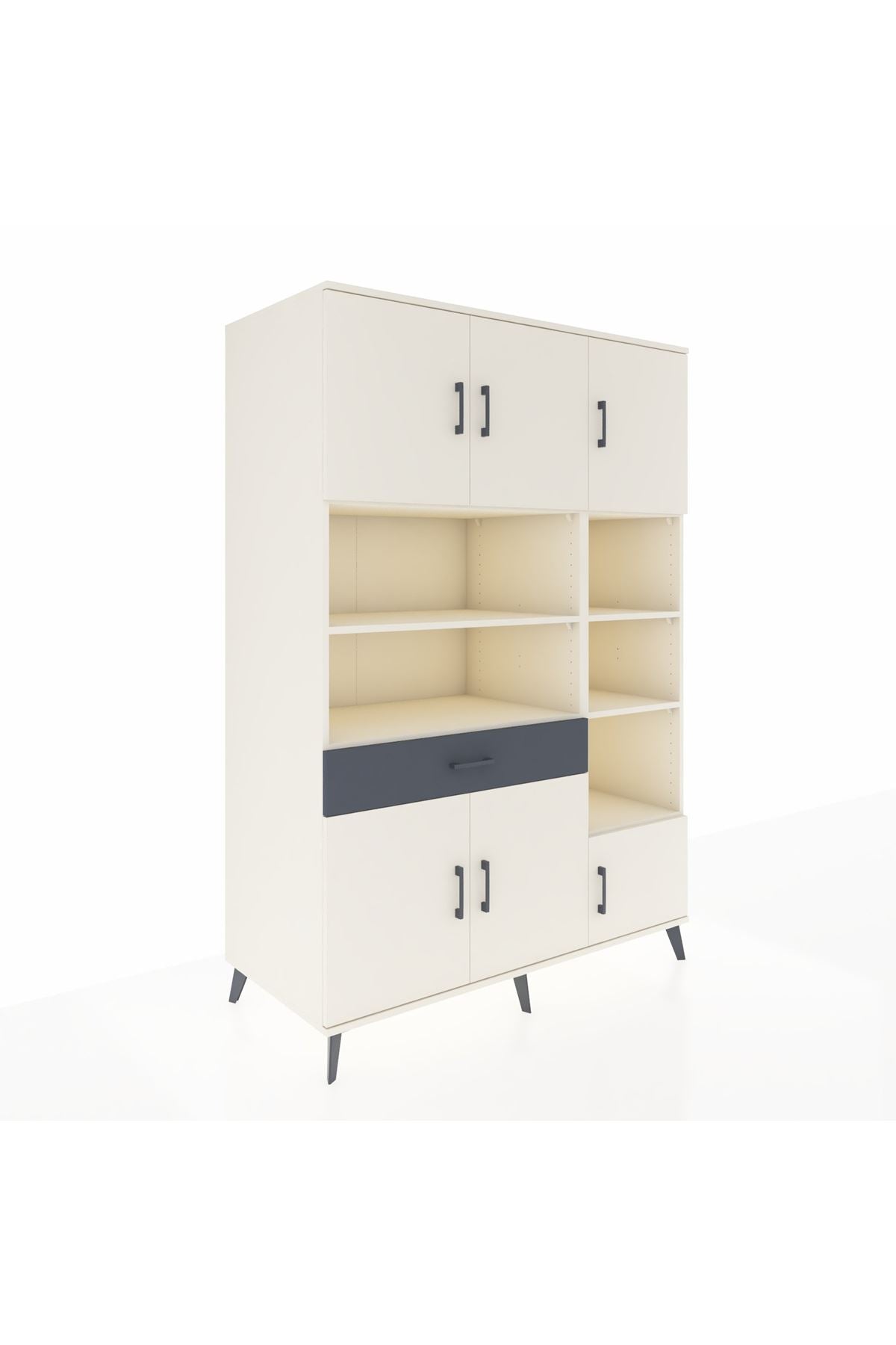 Kronos Dolap 10 Raflı Tek Çekmeceli 6 Kapaklı 132x59x195 Aytaşı-Aytaşı/Antrasit