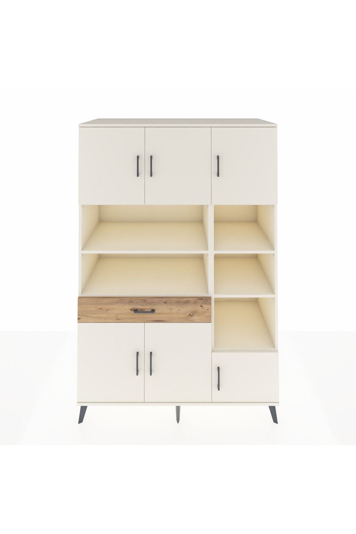 Kronos Dolap 10 Raflı Tek Çekmeceli 6 Kapaklı 132x59x195 Aytaşı-Aytaşı/Çam