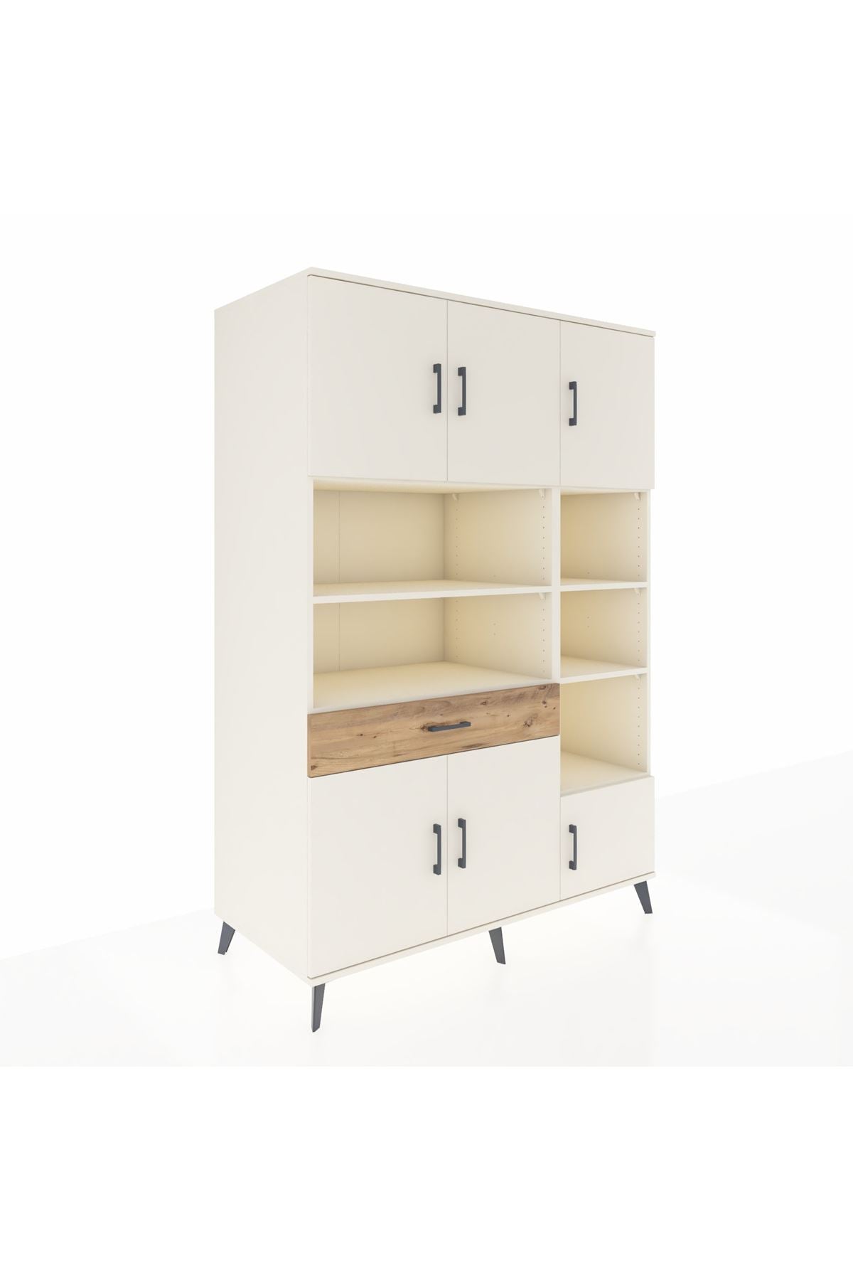 Kronos Dolap 10 Raflı Tek Çekmeceli 6 Kapaklı 132x59x195 Aytaşı-Aytaşı/Çam