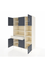 Kronos Dolap 10 Raflı Tek Çekmeceli 6 Kapaklı 132x59x195 Aytaşı-Antrasit/Aytaşı