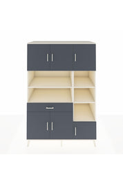 Kronos Dolap 10 Raflı Tek Çekmeceli 6 Kapaklı 132x59x195 Aytaşı-Antrasit/Antrasit