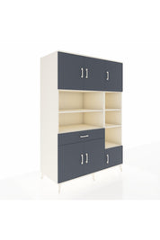 Kronos Dolap 10 Raflı Tek Çekmeceli 6 Kapaklı 132x59x195 Aytaşı-Antrasit/Antrasit