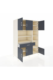 Kronos Dolap 10 Raflı Tek Çekmeceli 6 Kapaklı 132x59x195 Aytaşı-Antrasit/Antrasit