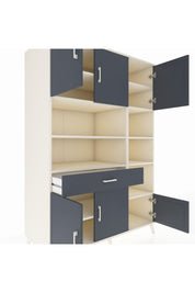 Kronos Dolap 10 Raflı Tek Çekmeceli 6 Kapaklı 132x59x195 Aytaşı-Antrasit/Antrasit