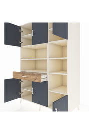 Kronos Dolap 10 Raflı Tek Çekmeceli 6 Kapaklı 132x59x195 Aytaşı-Antrasit/Çam