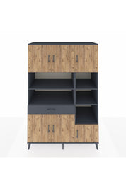 Kronos Dolap 10 Raflı Tek Çekmeceli 6 Kapaklı 132x59x195 Antrasit-Çam/Antrasit