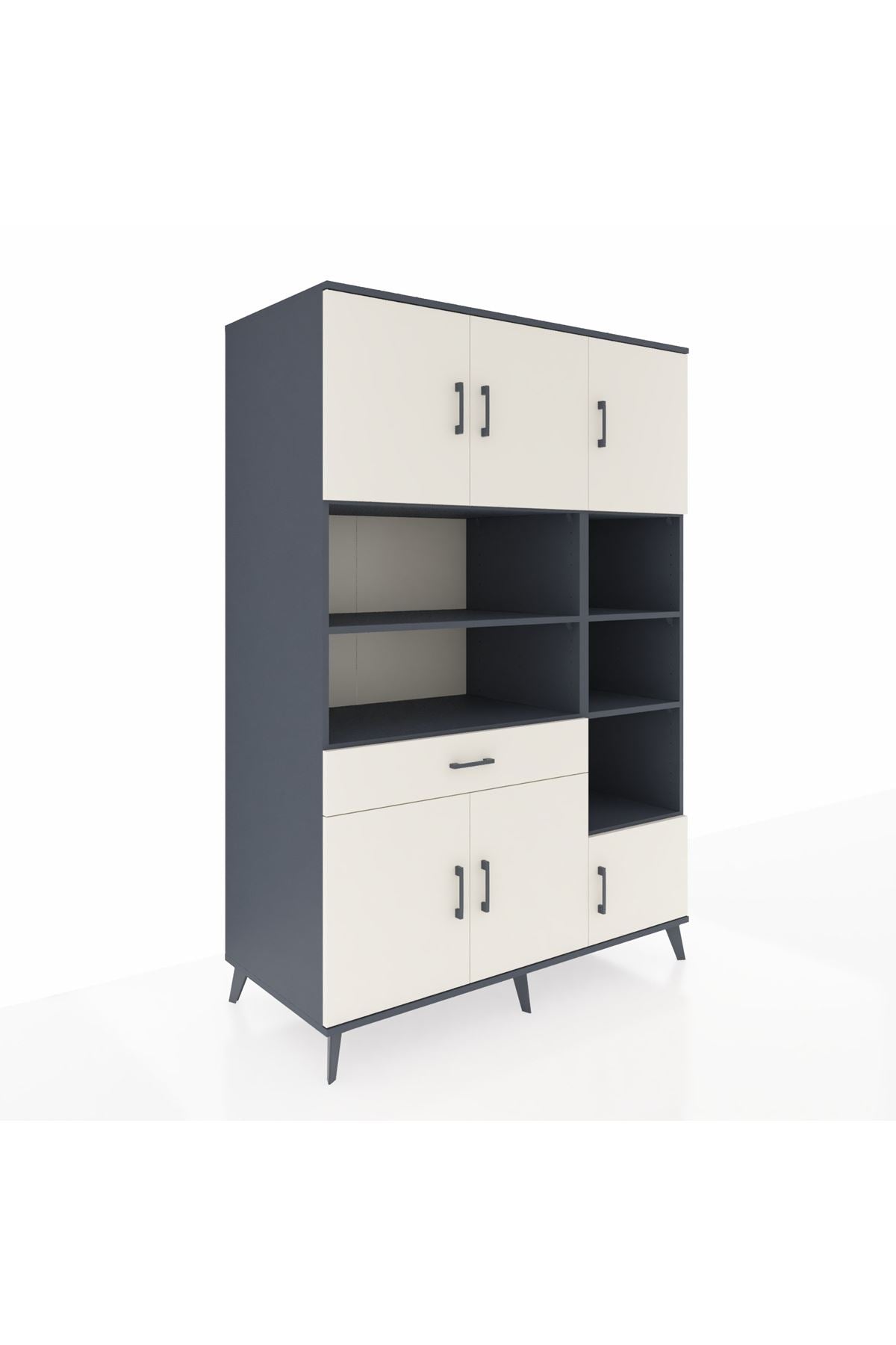 Kronos Dolap 10 Raflı Tek Çekmeceli 6 Kapaklı 132x59x195 Antrasit-Aytaşı/Aytaşı