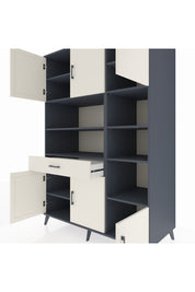 Kronos Dolap 10 Raflı Tek Çekmeceli 6 Kapaklı 132x59x195 Antrasit-Aytaşı/Aytaşı