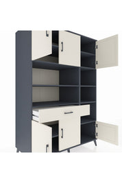 Kronos Dolap 10 Raflı Tek Çekmeceli 6 Kapaklı 132x59x195 Antrasit-Aytaşı/Aytaşı