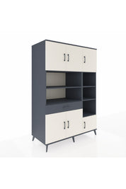 Kronos Dolap 10 Raflı Tek Çekmeceli 6 Kapaklı 132x59x195 Antrasit-Aytaşı/Antrasit